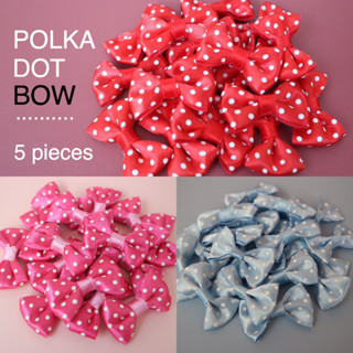 โบว์ตกแต่ง PolkaDot ขนาด2.5x4cm แพค5ชิ้น