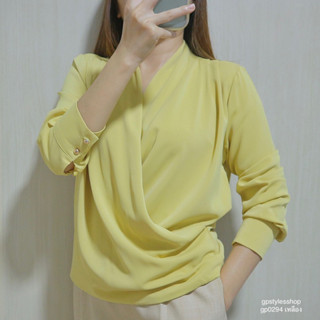 gp-0294 เสื้อแขนยาวไขว้สลับด้านหน้าปลายแขนติดกระดุม2เม็ดเรียบหรูดูดีมากรุ่นนี้