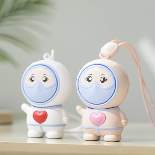 พัดลมซิลิโคน แบบพกพา หมุนได้ 360 องศา ชาร์จ USB ปิดเสียง รูปหัวใจ นางฟ้า ของขวัญหมออวกาศหมอ