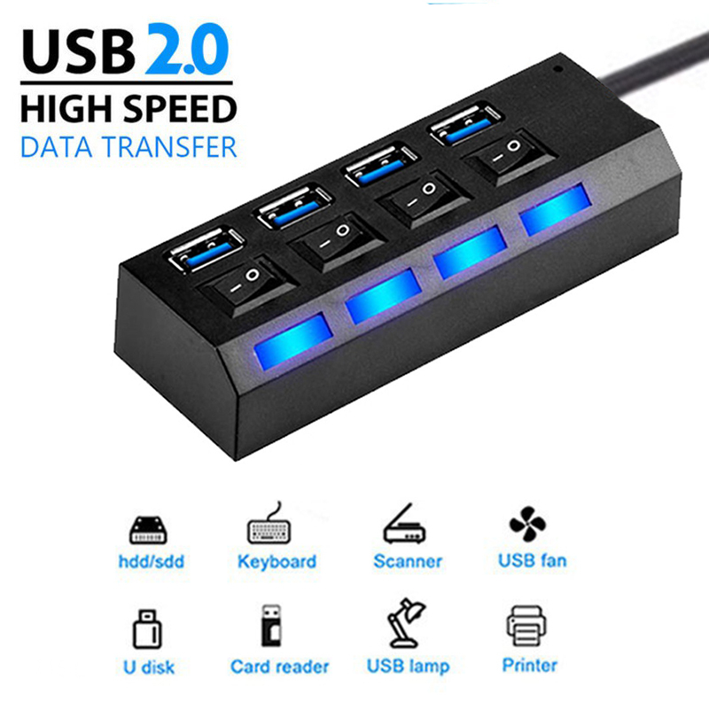 ตัวเพิ่มช่องUSB 2.0 High Speed ช่องเชื่อมต่อHUB Combo Splitter 4 / 7 Port พอร์ตฮับ4ช่อง/7ช่อง USB Switch อะแดปเตอร์USB