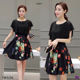 CS5256 Dress เดรสแขนกุดลายดอก Dress sleeveless floral dress