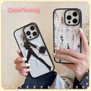 🍑CasePhoneg🍑ป้องกันการหล่น ขอบดำ 11 14 pro max สีขาว แฟชั่น ระดับสูง เคสใส ป้องกันลายนิ้วมือ case for iPhone 12 13