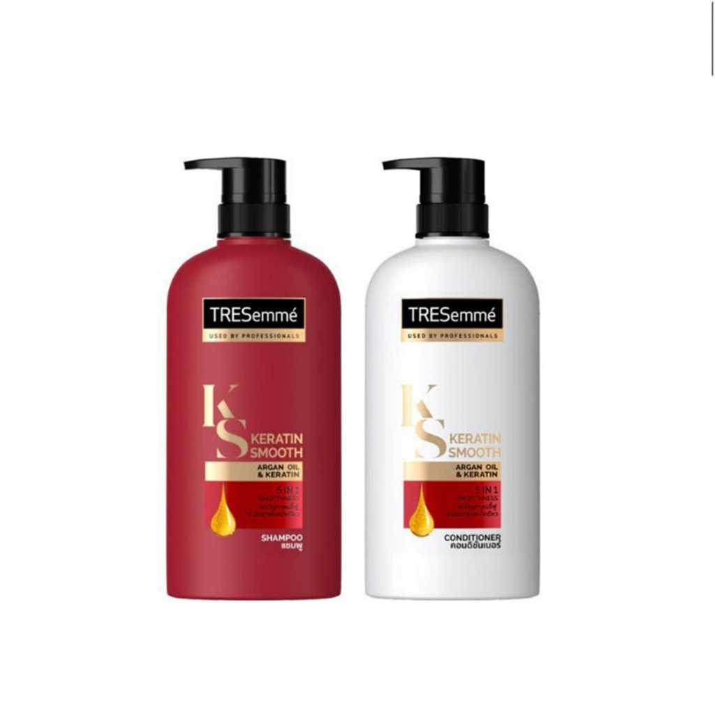 TRESEMME Keratin Smooth set( Shampoo425 ml. +Conditioner425 ml.) เทรซาเม่ เคราติน สมูท สำหรับผมชี้ฟู