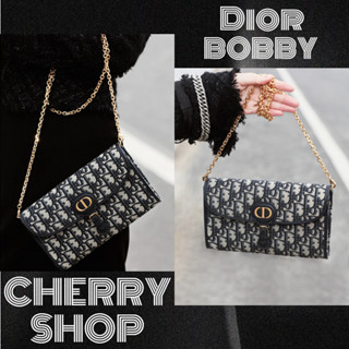 🍒กระเป๋าดิออร์ DIOR  BOBBY EAST-WEST POUCH WITH CHAIN สุภาพสตรี/กระเป๋าสายโซ่/กระเป๋าสะพาย