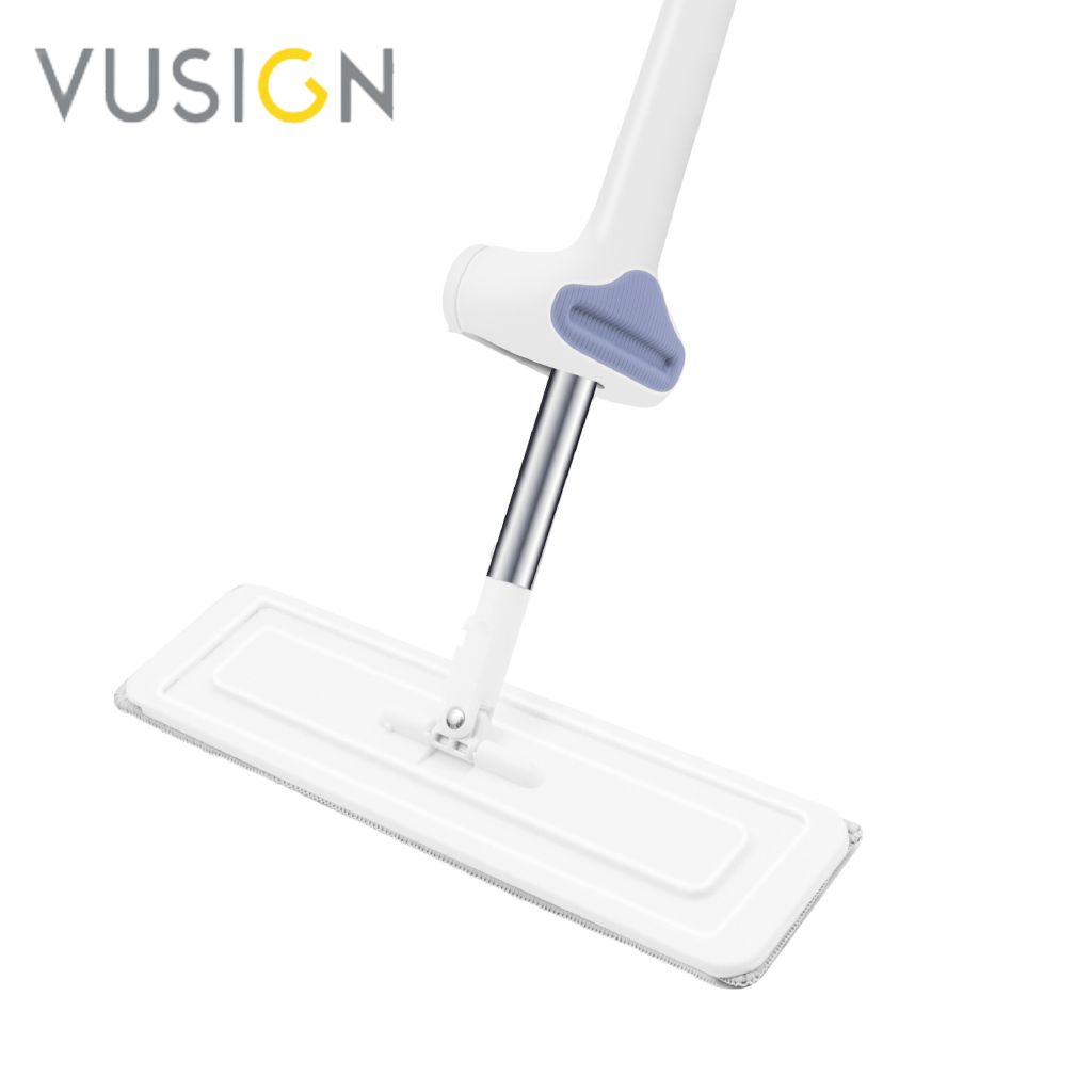Vusign ไม้ถูพื้นรีดน้ำ ไม้ถูพื้นรีดน้ำในตัว 2in1หมุนได้ 360℃ ผ้าไมโครไฟเบอร์ ซับน้ำได้ดี Flat Mop