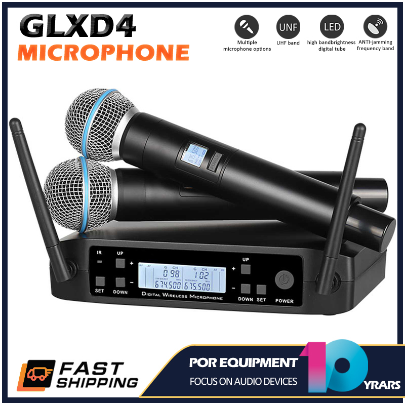 GLXD4Wireless 🎙️microphone 🎤uhf ไมโครโฟนไร้สายขาตั้งบลูทู ธ เสียงสดไมโครโฟนเดสก์ท็อปคาราโอเกะไลฟ์ไซต