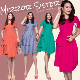 Code : 30505.3 เดรสกระโปรง เดรสสีพื้น งานป้ายMirror sister