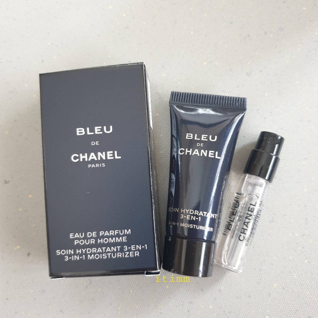 พร้อมส่ง Chanel bleu de chanel set 3 in 1 moisturizer 5ml + bleu eau de parfum 1.5ml