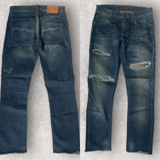 NUDIE THIN FINN ORG MIDNIGHT WORN ขาสั้น