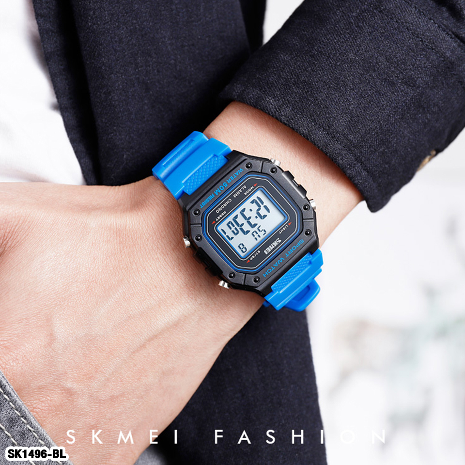 SKMEI 1496 นาฬิกาข้อมือ นาฬิกาสปอร์ต นาฬิกากีฬา ระบบดิจิตอล กันน้ำ ของแท้ 100% [พร้อมจัดส่ง]