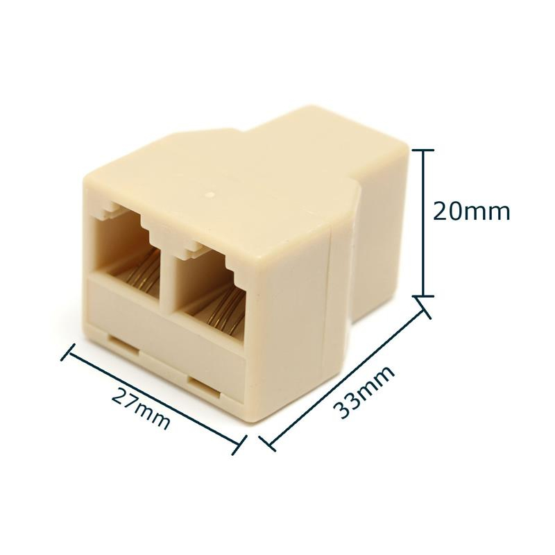 ข้อต่อโทรศัพท์ เข้า 1 ออก 2 ตัวเมีย 6P4C RJ11 Telephone Splitter  1 to 2 Female RJ11 Telephone Phone Jack Line
