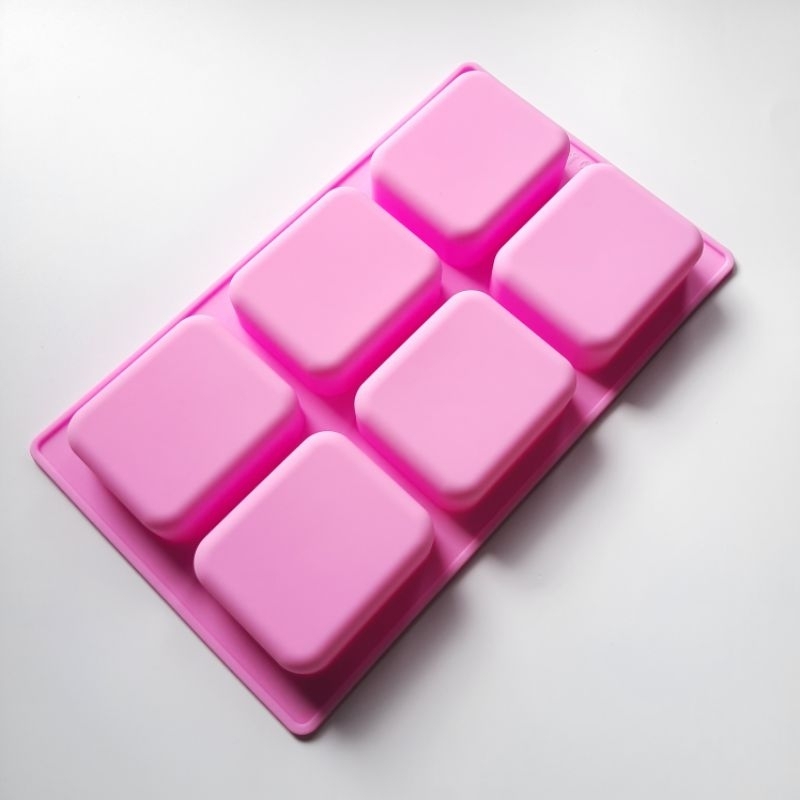 00870 แม่พิมพ์สบู่ 100 กรัม แม่พิมพ์สี่เหลี่ยม 6 ช่อง พิมพ์ซิลิโคน พิมพ์สบู่ พิมพ์วุ้น พิมพ์ขนม