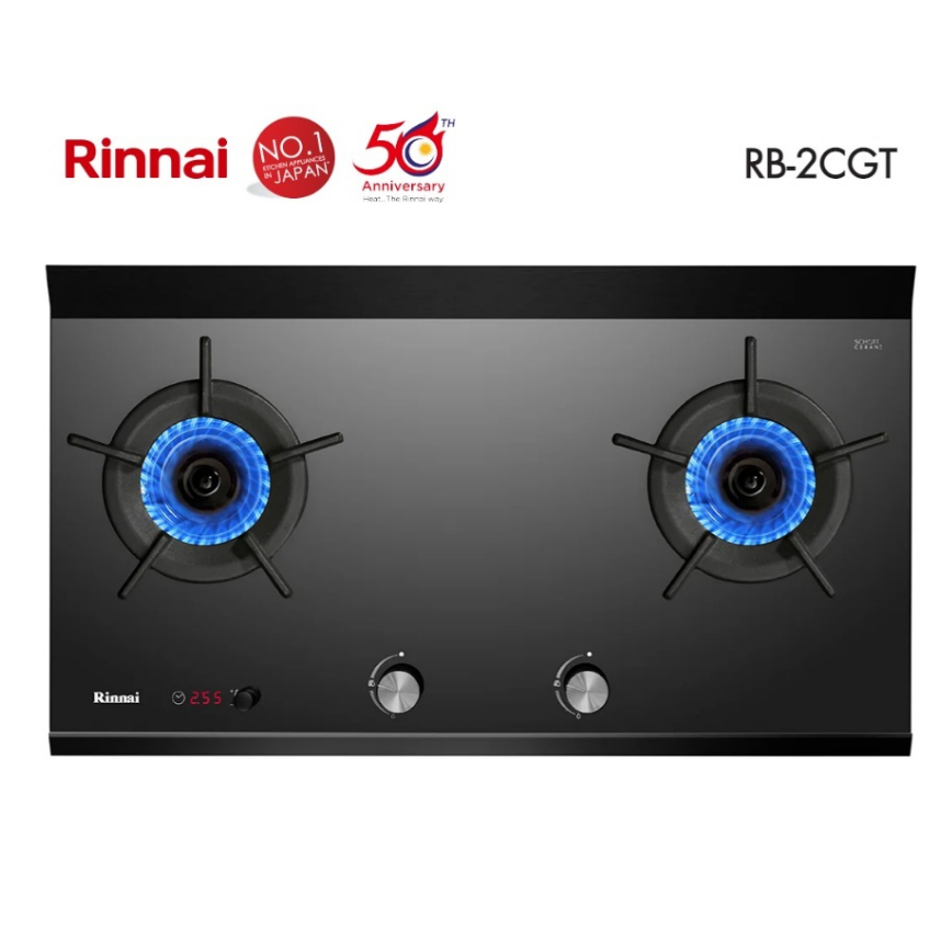 ปริญญาพานิช X RINNAI RB-2CGT (Inner Burner) นำเข้าจากญี่ปุ่น เตาแก๊สแบบฝัง พร้อมระบบตั้งเวลาปิดแก๊ส 