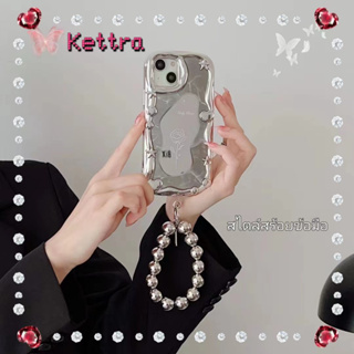 💜Kettra💜พื้นผิวกระจก สไตล์สร้อยข้อมือ 11 14 pro max ขอบเต็ม ป้องกันการหล่น เคสใส ดอกกุหลาบ หวานเท่ case for iPhone 12 13