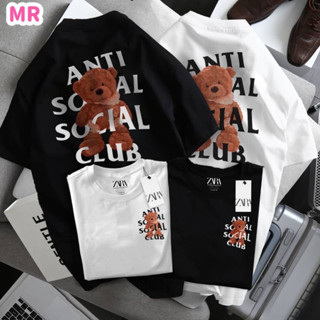 เสื้อยืดคอกลม แขนสั้น ผ้าฝ้าย พิมพ์ลายหมี Zara ANTI SOCIAL SOCIAL CLUB  🐻สไตล์คลาสสิก สําหรับผู้ชาย