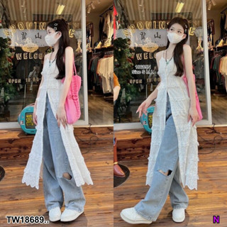 TW18689 Dress ชุดเดรส เนื้อลูกไม้หนา