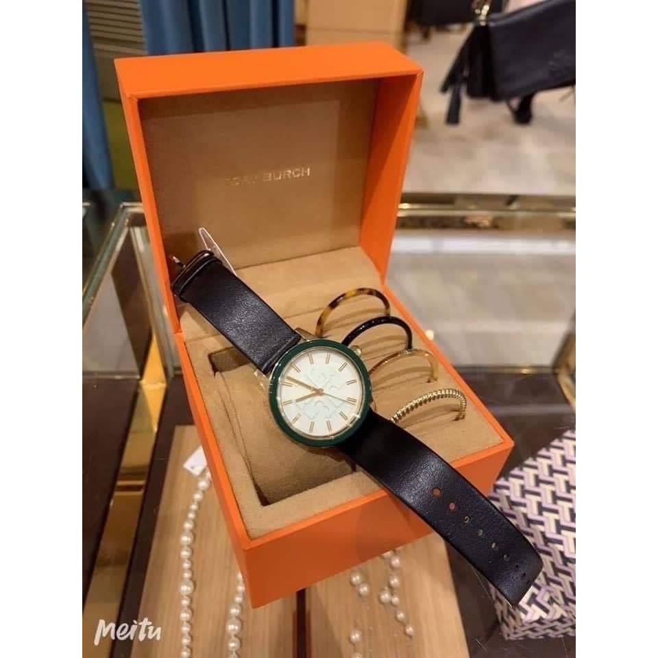 💚แท้💯 พร้อมส่ง💚นาฬิกา Tory Burch  TBW2018 Women's Gigi Black Leather Strap Watch