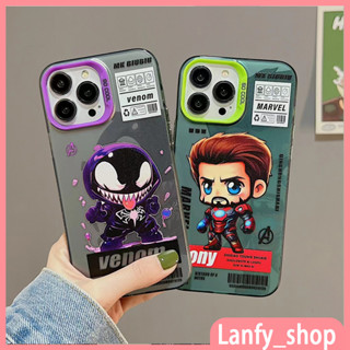 💖New 💖iPhone 14 13 12 11 Pro Max เคส for เคสไอโฟน11 เรียบง่าย บางเบาพกพาง่าย เนื้อฝ้า แฟชั่น การ์ตูน ไอรอนแมน Case