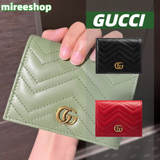 🍒กุชชี่ Gucci กระเป๋าสตางค์ใส่บัตร GG Marmont Card Case Wallet