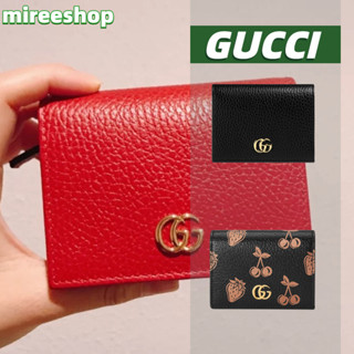 🍒กุชชี่ Gucci กระเป๋าสตางค์ใส่บัตร Leather Card Case Wallet