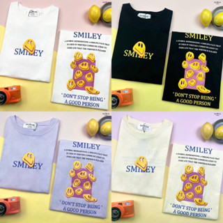 เสื้อยืด Oversize  ☻ SMILEY ☻ สกรีนลายหน้า-หลัง by AnyWear ผ้าCotton100% ผ้านุ่ม ทรงเกาหลี ใส่สบาย