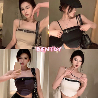 bentoy(bratop313)สายเดี่ยวครอปท็อป เกาะอกครึ่งตัวสุดต๊าชชช ดีเลทเข็มขัดหน้าอก สุดเก๋ y2k