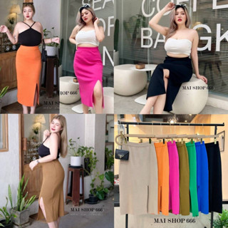 🎈Plussize กระโปรงคนอ้วน🎈 ฟรีไซรเอว30-48 สะโพก54 ยาว32