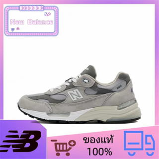 ของแท้ 100% New Balance NB 992 สวมใส่ได้ทุกการแข่งขันดูดซับแรงกระแทกรองเท้าวิ่งต่ำ unisex สีเทา