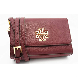 Tory Burch Britten Combo Crossbody #75025 สีแดงเลือดหมู