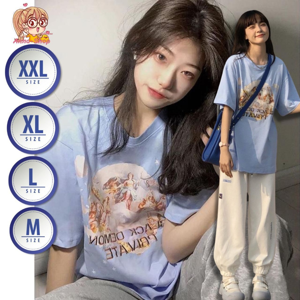 annacny เสื้อยืดคอกลม เสื้อแขนสั้น สกีนลายเท่ห์ๆ ผ้านิ่ม ใส่สบาย TS8487
