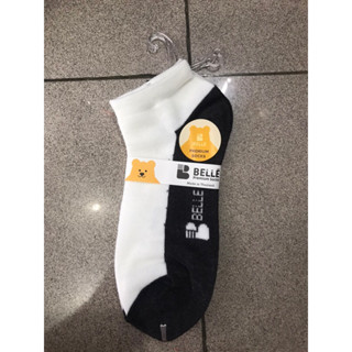 ถุงเท้าตราหมีขาวพื้นดำ belle premium socks