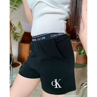 "CK pants" กางเกงขาสั้น ดีเทลขอบเอวสม็อคทอแบรนด์  #17014