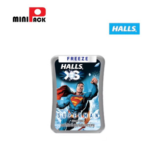 Halls XS Sugar-Free Superman Freeze ฮอลล์ เอ็กซ์เอสฟรีซ ลูกอมชูการ์ฟรี กลิ่นเมนโทลิบตัส 12.6 g.