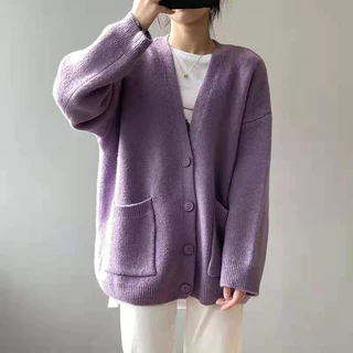 เสื้อคลุมคาร์ดิแกน คอวี แบบกระดุม ผ้าหนานิ่ม สวมใส่สบาย มี7สี