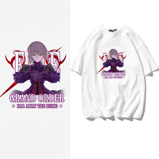 Fate/stay night ผ้าฝ้ายแขนสั้นเทรนด์ Fate/Grand Carnival FGOT เสื้ออนิเมะ เสื้อผ้าแฟชั่น