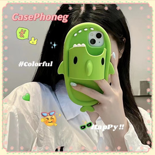 🍑CasePhoneg🍑จัดส่งภายใน24ช ขอบเต็ม การ์ตูน iPhone 11 14 pro max  สาวน่ารักหัวใจ รองเท้าแตะ สีเขียว case for iPhone 12 13