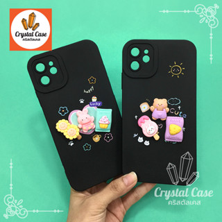 7+ 11 เคสมือถือนิ่ม TPU กันเลนส์กล้องนูนลายการ์ตูนติดอะไหล่นูน