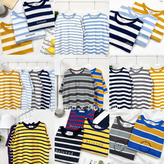 New Collection!! เสื้อยืด Oversize ลายทาง ลายริ้ว(Striped) by AnyWear ผ้าCotton100% ผ้านุ่ม ทรงเกาหลี ใส่สบาย