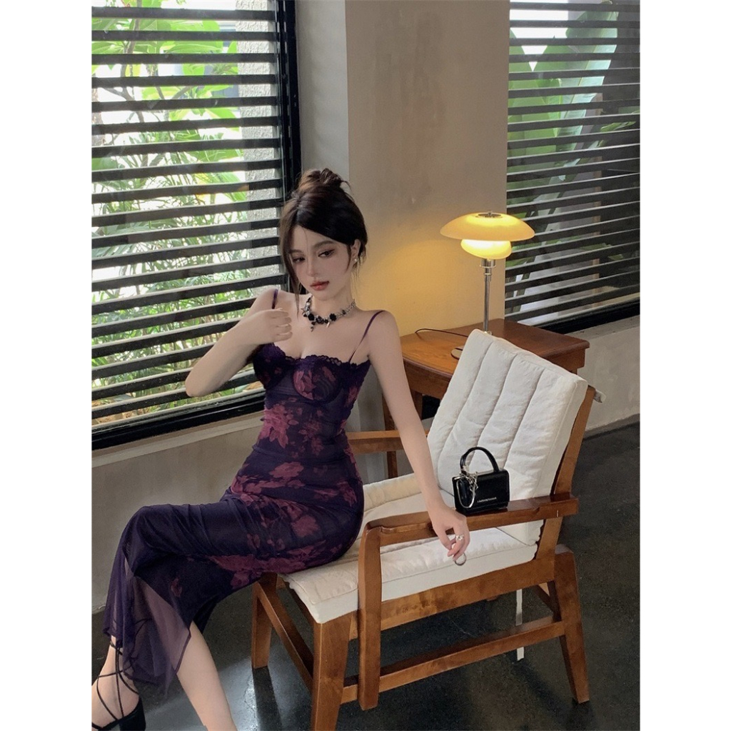 เดรสยาว ชุดเดรสสายเดี่ยว รัดรูป ลายดอกช่วงบน สวยมาก แซ่บ สายฝอ - รูปที่ 2