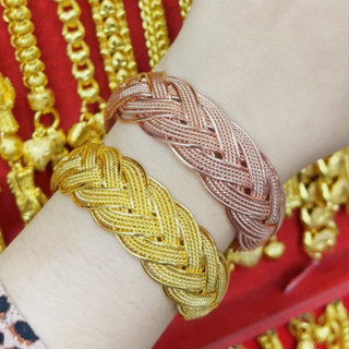 กำไลข้อมือ ปรับได้free size ลายสาน ไม่ลอก ไม่ดำ พร้อมส่ง