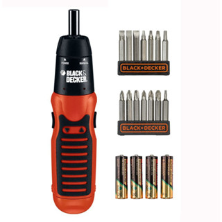 สว่านไขควง ไขควงไร้สาย BLACK+DECKER A7073-TW 6V. แถมดอกไขควง 14 ดอก ถ่านอัลคาไลน์ 4ก้อน