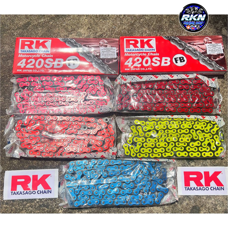 โซ่ RK 420 SBแท้ 💯%พร้อมข้อต่อ แบบกิ๊ฟไม่มีโอริง 1 ข้อ 120ข้อ ต้องใส่สเตอร์420เท่านั้น ( พร้อมสติ๊กเ