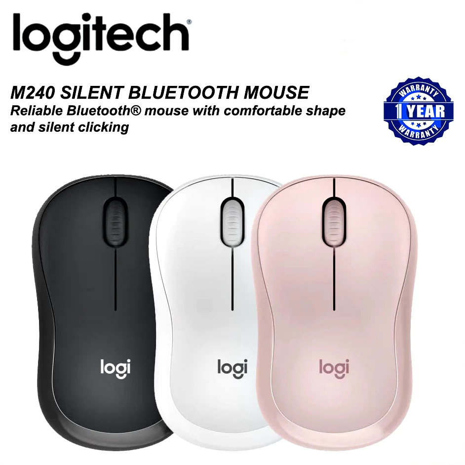 🔥ขายดีส่งไว🔥MOUSE (เม้าส์ไร้สายไร้เสียงคลิก) Logitech M240 Silent Bluetooth Mouse เมาส์บลูทูธไร้สาย กะทัดรัด, พกพาสะดวก