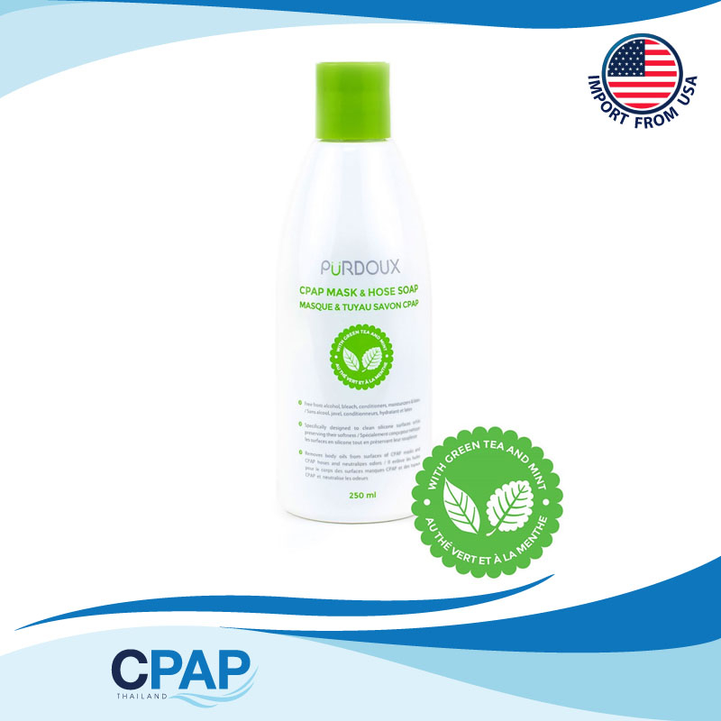 PURDOUX CPAP Mask & Hose Soap - Green Tea And Mint สบู่เหลว สำหรับล้างหน้ากาก อุปกรณ์ CPAP