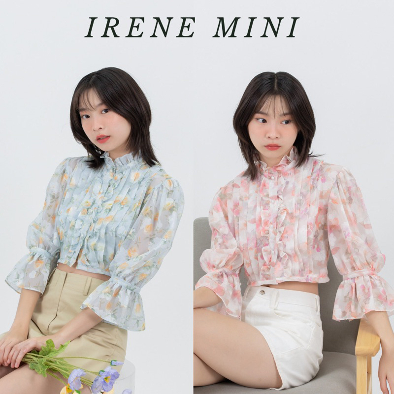 Irene's mini เสื้อครอปจับจีบแต่งระบาย (เฉพาะเสื้อ)