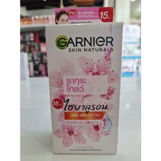 GARNIER กานิเย่ ซากุระ โกลว์ ไฮยาลูรอน เซรั่ม ครีม S-PF30 PA+++ 7มล.×6ซอง