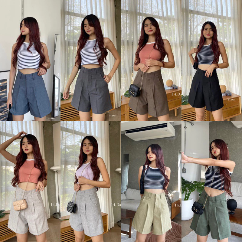 Clearance 14.Days รุ่นSN “เอวเล็กสะโพกใหญ่ใส่ได้” พลางหุ่น กางเกงขาสั้นผู้หญิง ทรงเบสิค เก็บหุ่น พลางพุง ผ้าดีมาก