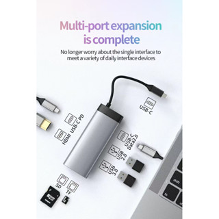 อะแดปเตอร์ฮับ Type-C  7in1  สายต่อ USB TYPE-C  HUB 3.0 Type Cต่อได้ SD/TF/4K HDMI/TYPE-C X2 /USB×2 Adapter แล็ปท็อปสำหรั