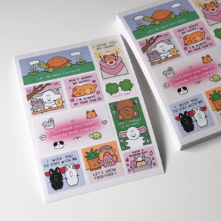 Cuteness 💓 sticker สติกเกอร์ใสพิมพ์ทึบ ขนาด A6