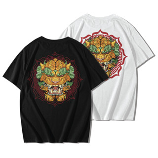 เสื้อยืด "KOMAINU"สิงโตสุนัข เสื้อยืดคอกลม เสื้อยืดแขนสั้น Cotton 100% _สีดำ สีขาว